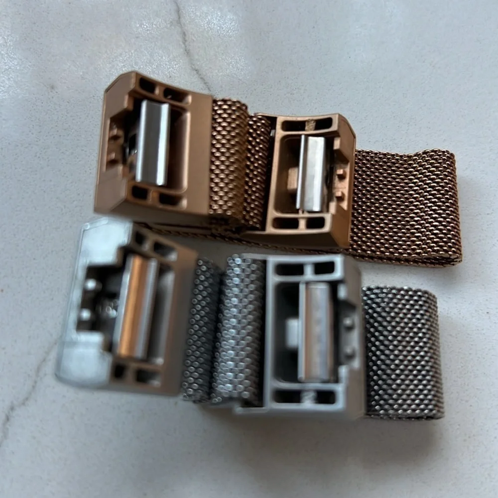 Set of 2 Silver and Goldtone Mesh Adjustable bracelets for smartwatches